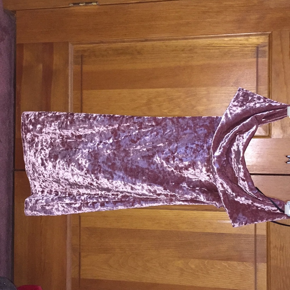 Pink Off the Shoulder Velour Dress